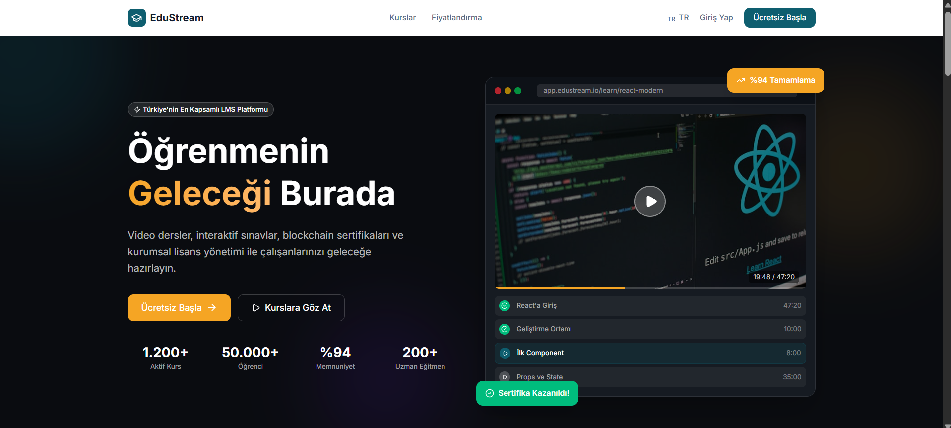 EduStream — Kurumsal Öğrenme Yönetim Sistemi (LMS)